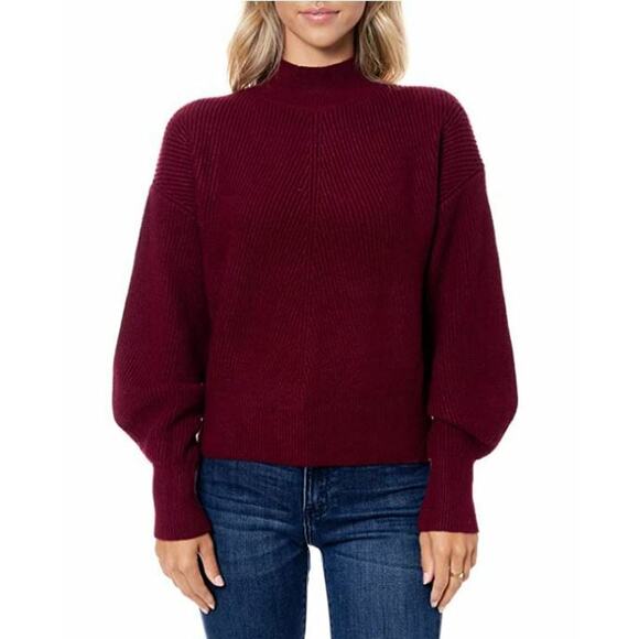 Elodie Sweaters - ELODIE NEW $25 Mock Neck Long Sleeve Pullover Sweater in Wine Large